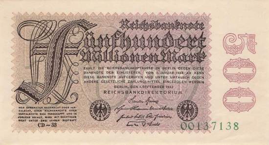 500 Millionen Mark 1923 ro.109d CD